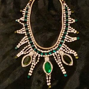🍀Gorgeous Emeralds, Crystals and Gold Necklace🍀